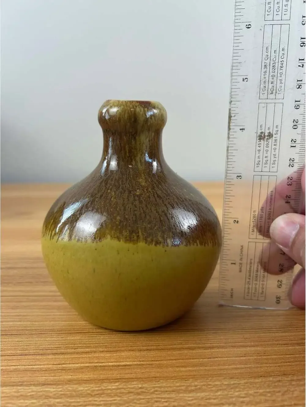 Pigeon Forge Pottery Tennessee Yellow Brown Drip Glaze Jug 4.5